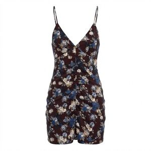 Cotton Candy Floral Mini Dress - Blue and Brown Size S Y2K Cottagecore Coquette